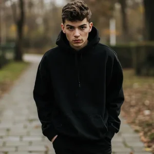 Hoodie Negro sin Capucha